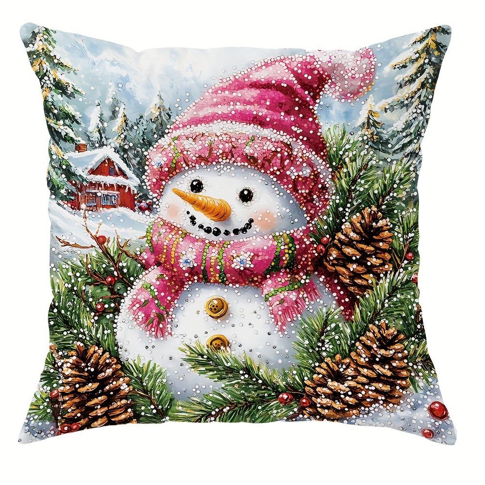 Cute Santa Claus Snowman Garland Pillowcase Christmas and New Year Gift Suitable for Home Room Living Room Sofa Cushion Cover
