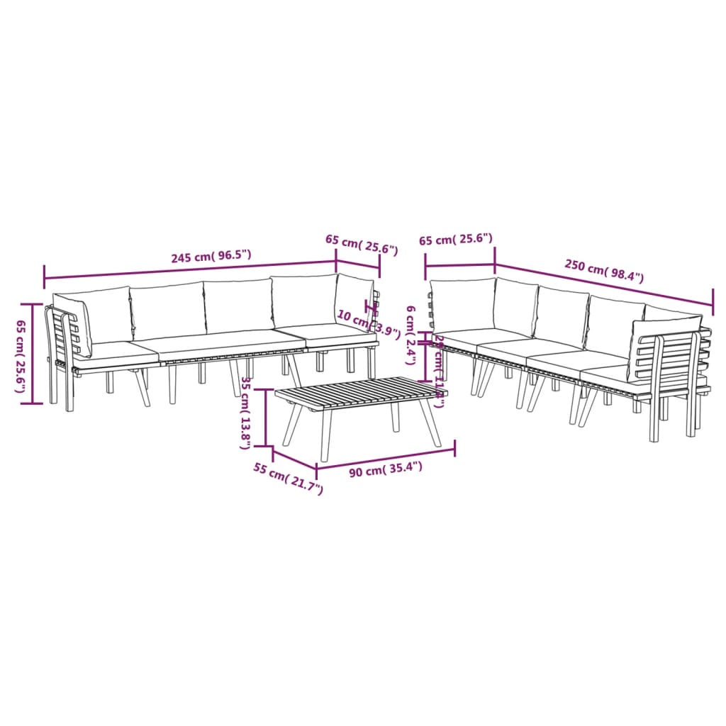 8 piece Garden Lounge Set with Cushions Solid Acacia Wood