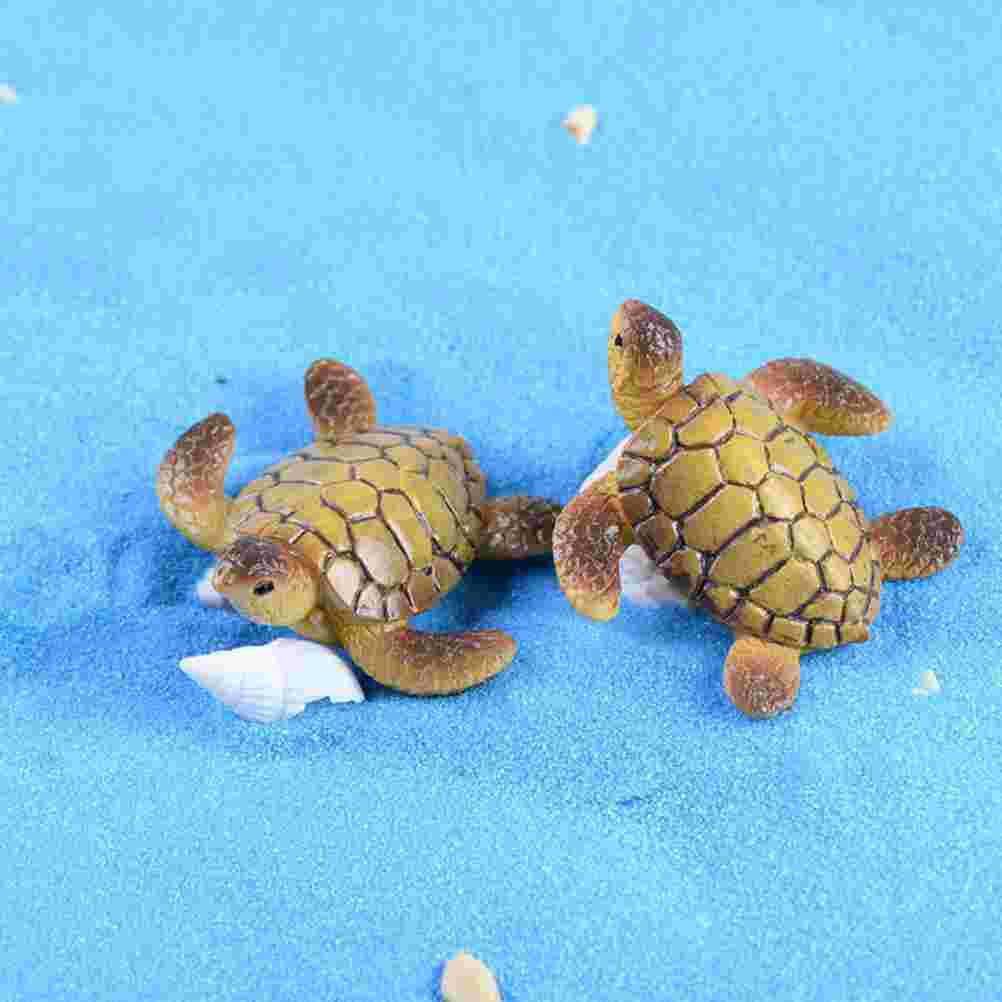 

4Pcs Miniature Turtle Figurine Realistic Turtle Tortoise Landscape Ornament Pot Fengshui Tank 35cm 3.5x3cm