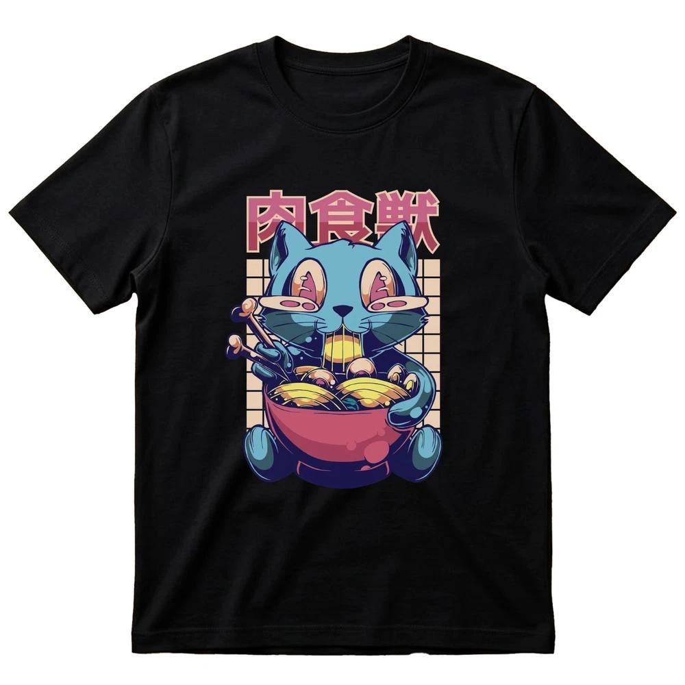 Anime T Shirt Cat RaUnisex Noodles Unisexga Japanese Geek Regular Fit Tee Gift For Her