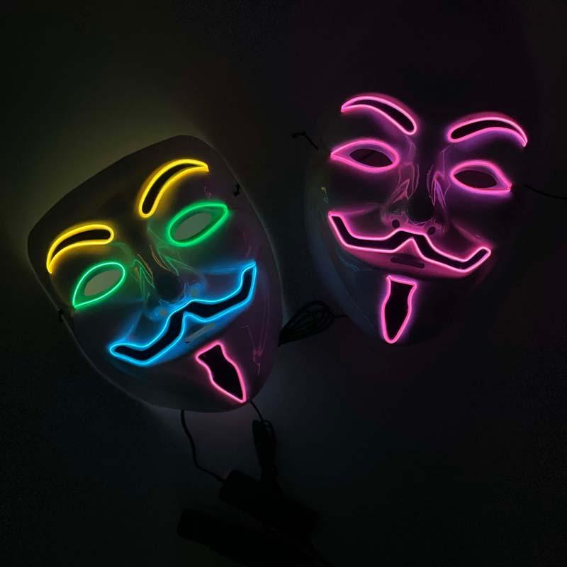 LED Light-Up Mask – A Role-play Mask with a Neon Effect, Perfect for Halloween, Carnivals, Nightclubs and Parties