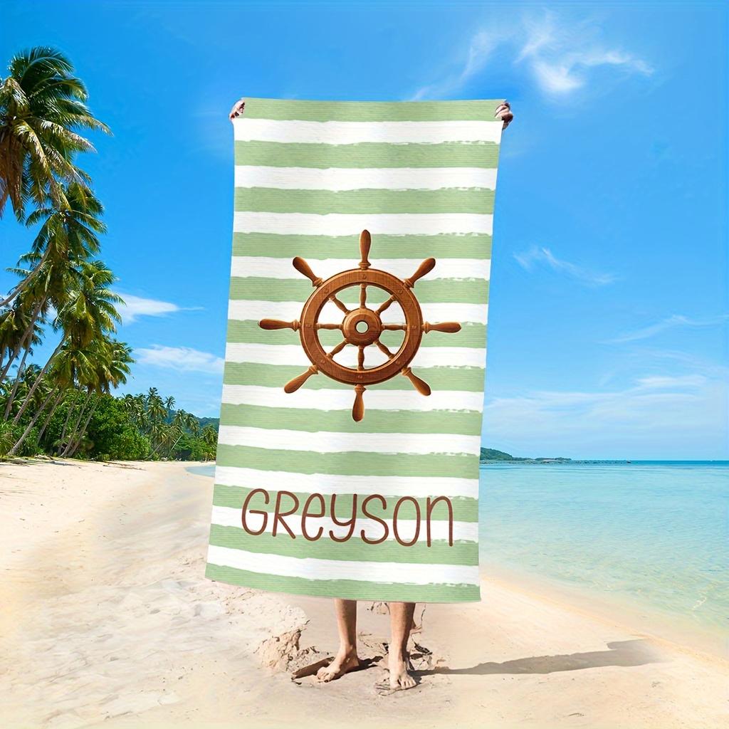 Asciugamano da Spiaggia Personalizzato a Strisce Nome/Logo Personalizzato Asciugamano Sovradimensionato in Microfibra Regalo per Feste Estive per Spiaggia Nuoto Bagno Sport