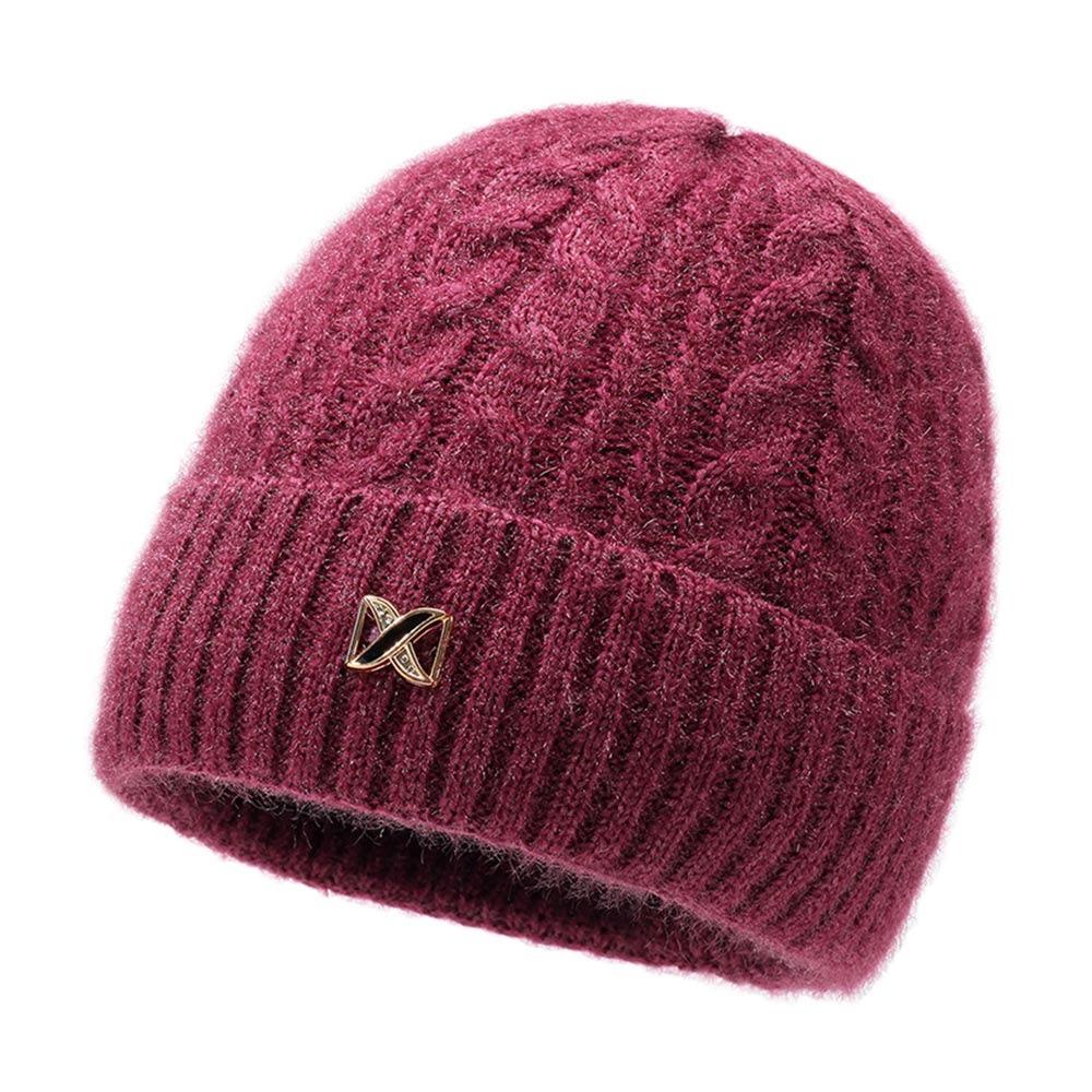 

Bonnet Beanie Cap Velvet Lining Winter Hat Outdoor Earflap Cap for Women рожевий червоний колір