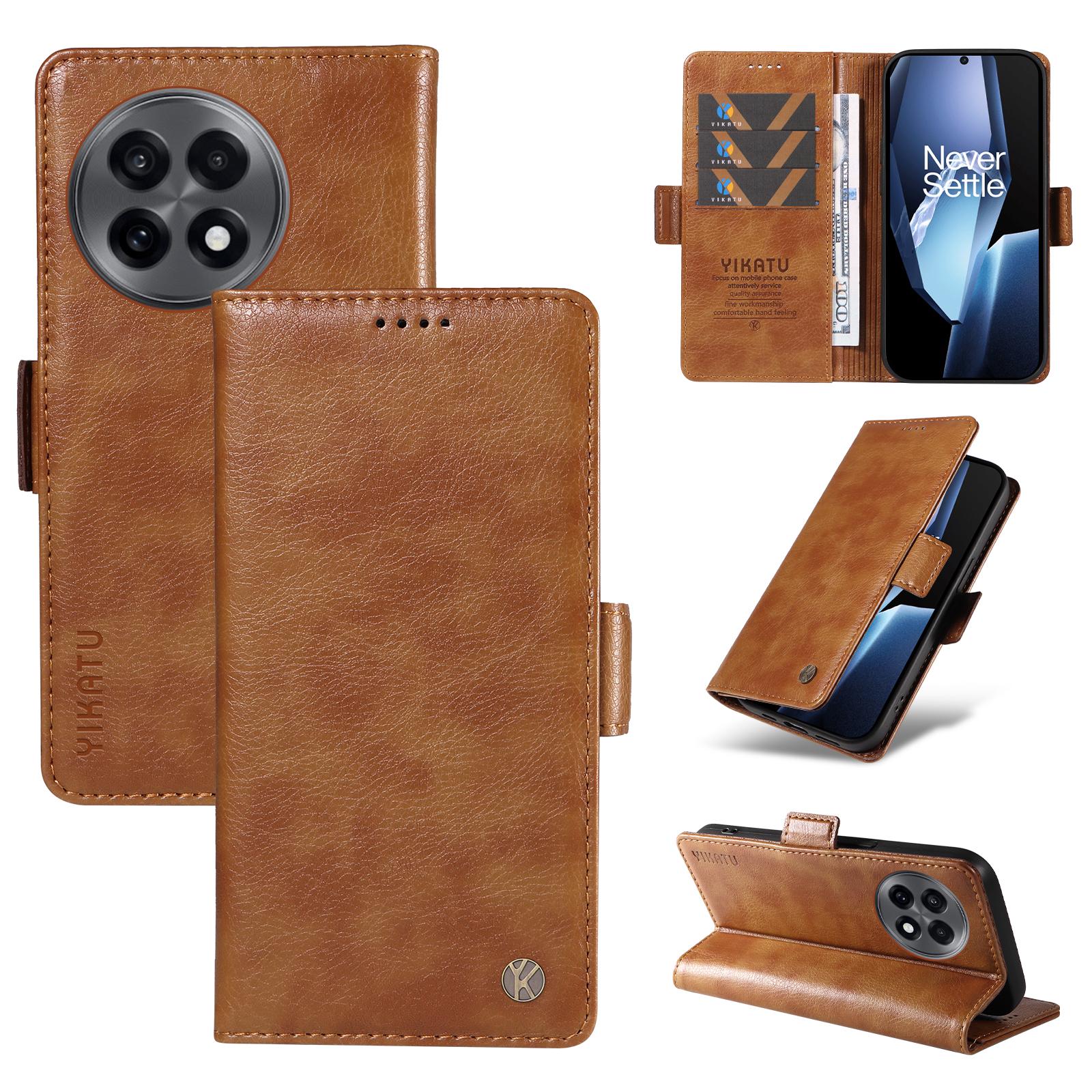 

For OnePlus Ace 5G Case YIKATU YK-007 Litchi Texture PU Leather Wallet Phone Cover Brown