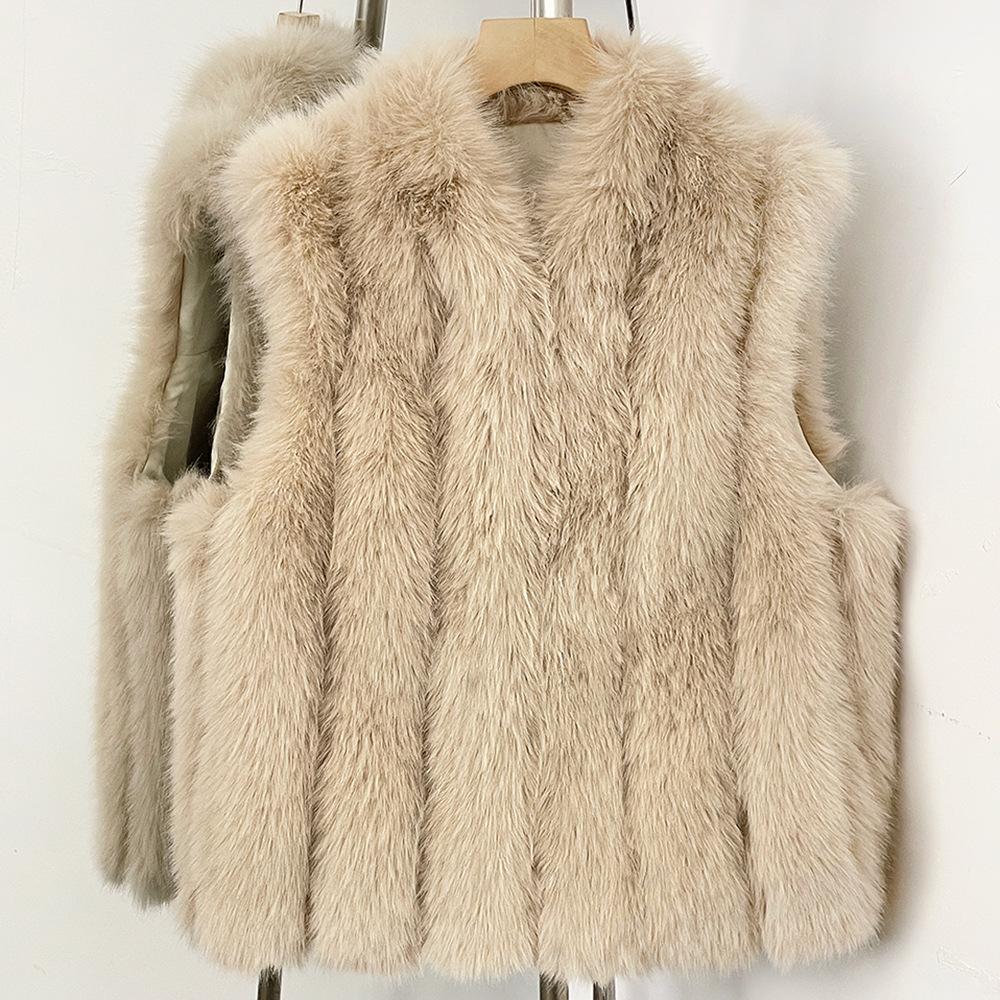 Winter new imitation fox hair short vest women's fashion thin warm vest environmentally friendly plush sleeveless jacket