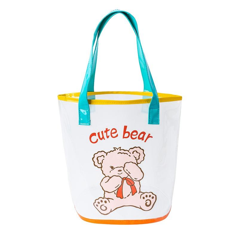 Cartoon PVC Beach Bag Transparent Swimming Fitness Bag Portable Shopping Bag Children's Toy Storage Bag