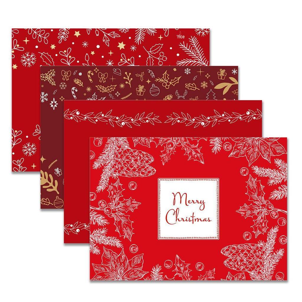 Festliches Weihnachtsdruck Leinen-Stil Hitzebeständiges Tischset Set