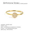 eManco Unique Personalized Natural Birthstone Rings Stainless Steel Elegant Jewelry for Women's Parties Daily Wear Gifts