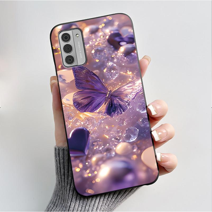 Custodia per Telefono Stampata Per Nokia G42/Nokia G310 5G/Nokia G60 5G/Nokia G100 Cover Guscio Morbido in Silicone Nero Custodie Carine con Fiori e Cartoni Animati