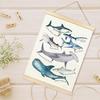 Educational Poster Whales Ocean Animal Poster for Kids Room Playroom Nursery Featuring Cute Animals Wood Hanger Frame