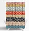 Bohemian Striped Shower Curtain In Turquoise and Orange, a Bold and Colorful Design Perfect for a Bohemian Style Bathroom Decor