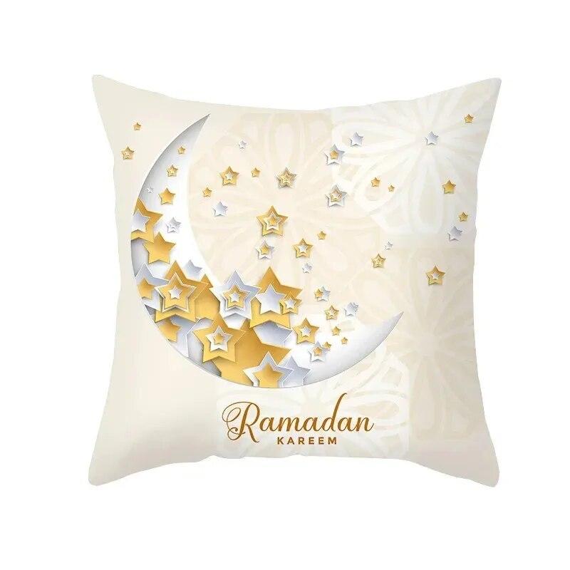 45x45 Cm Eid Mubarak Print Cushion Cover Home Living Room Sofa Decoration Square Pillow Cover