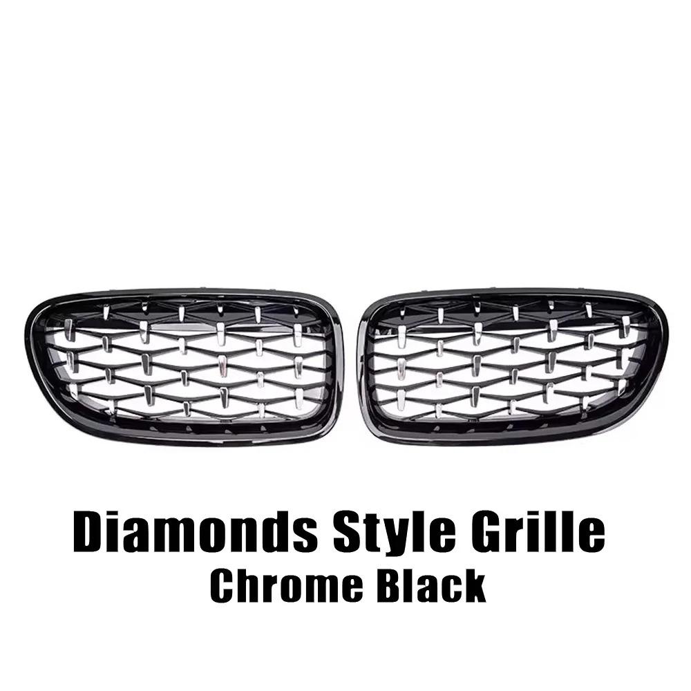 

Silver Diamonds Style Upper Racing Grilles For BMW 5-Series F10 F18 2010-2017 Front Bumper Dual Slats Grills Diamond-Chrome Black