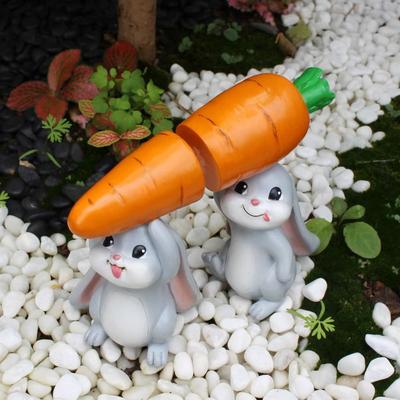 2Pcs/Set Colorful Cute Easter Bunny Figurine Simulation Bunny DIY Resin Rabbit Decoration Hand-Painted Realistic