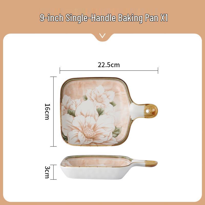 

WA Japanese Style Underglaze Camellia Ceramic Baking Dish