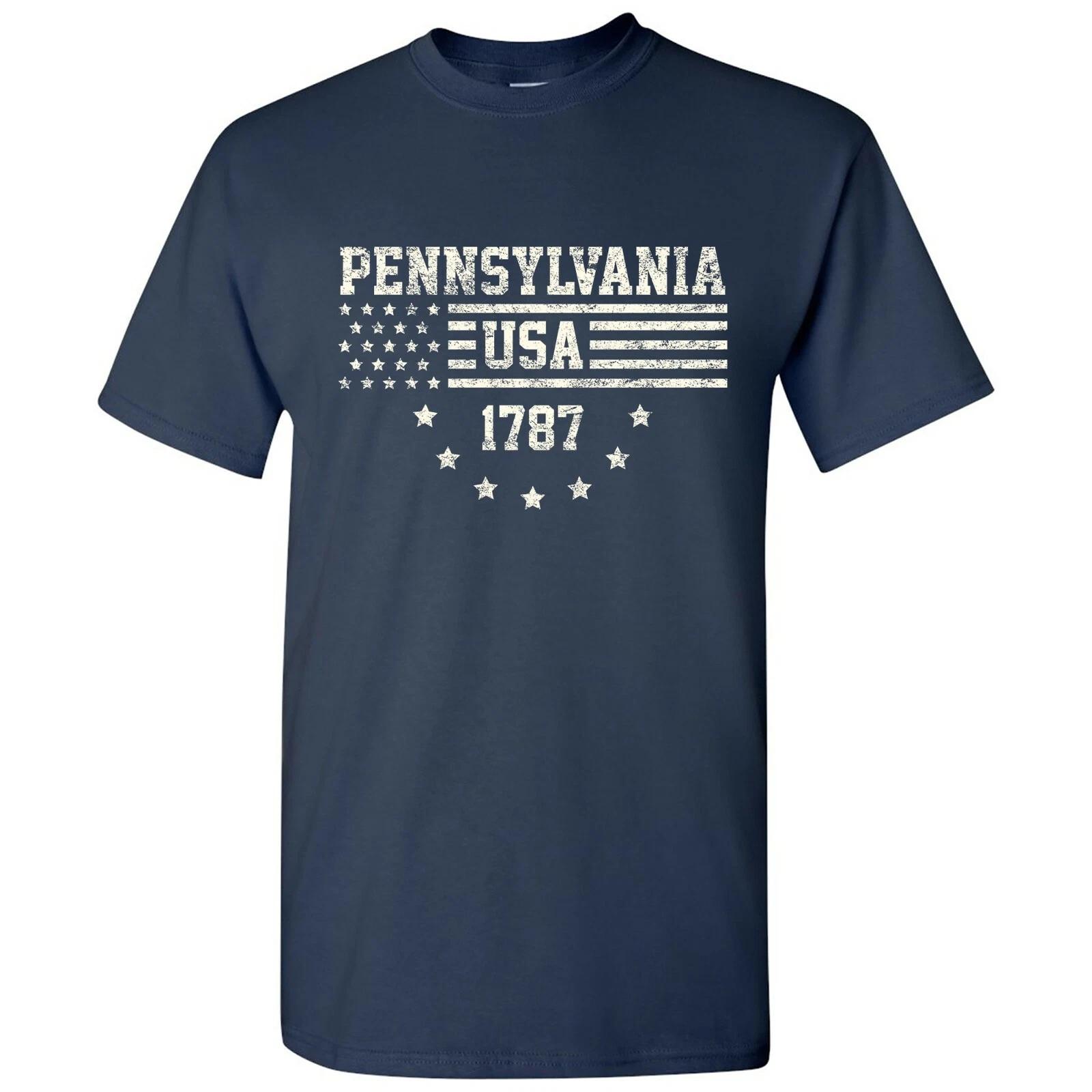 USA Flag Statehood Pennsylvania 1787 - America Founding State T Shirt - Navy 4XL