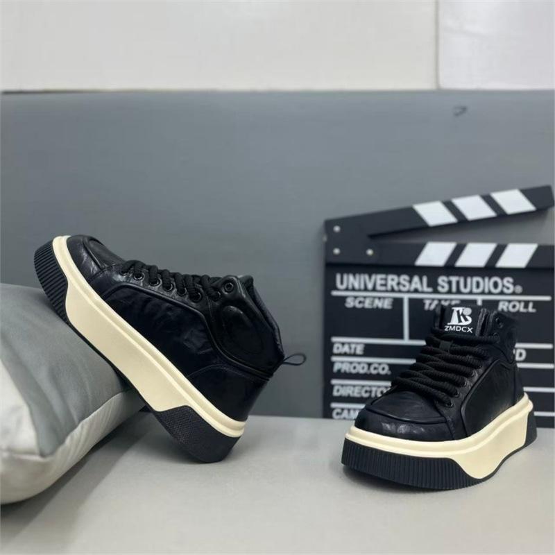 Winter new breathable leather thick-soled comfortable lace-up casual board shoes zmd