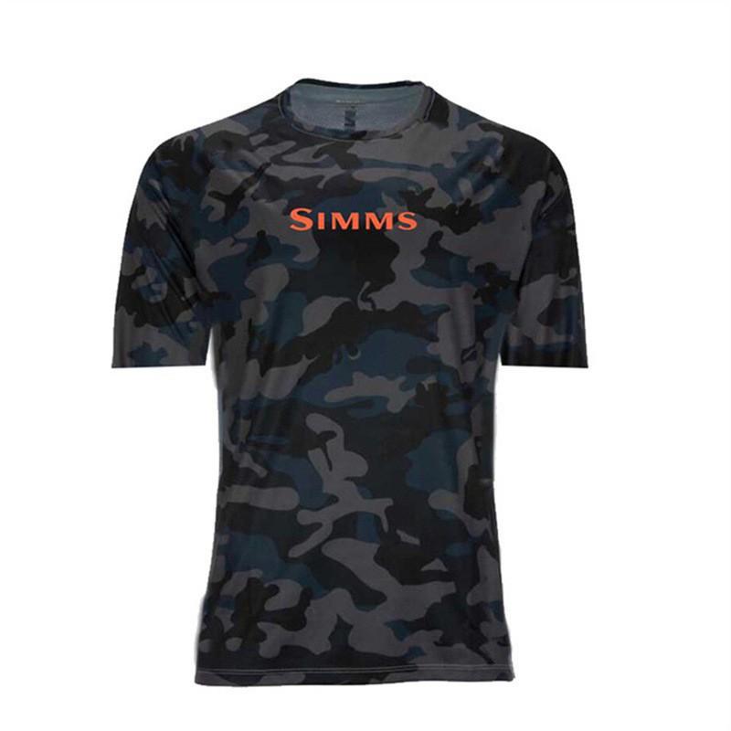 SIMMS Fishing Clothes Camo Sunblock Outdoor Luya Short-sleeved Sweatshirt Breathable T-shirt Top