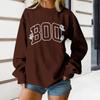 Women's Round Neck Printed Tops Cotton Casual Fashion Long Sleeve Pullover Top Blouse