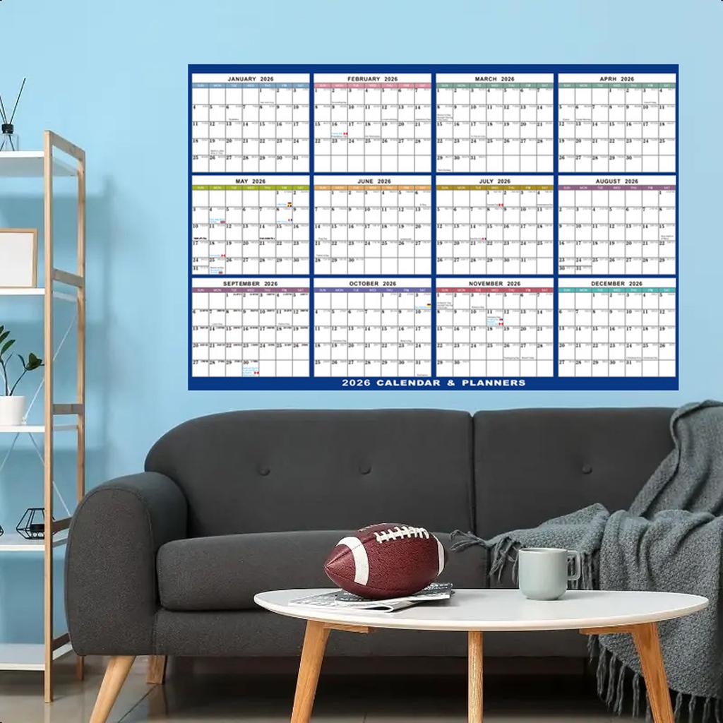 2026 Yearly Planner Calendar Family Home Planner Calender Reusable Erasable Calendar Dated Yearly Planner 59x88cm