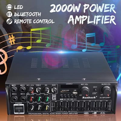 2000W 326BT 12V/110V Bluetooth 2.0 Stereo AV Amp Speaker Support 4 Microphone with Remote Channel Audio Power HiFi Amplifier