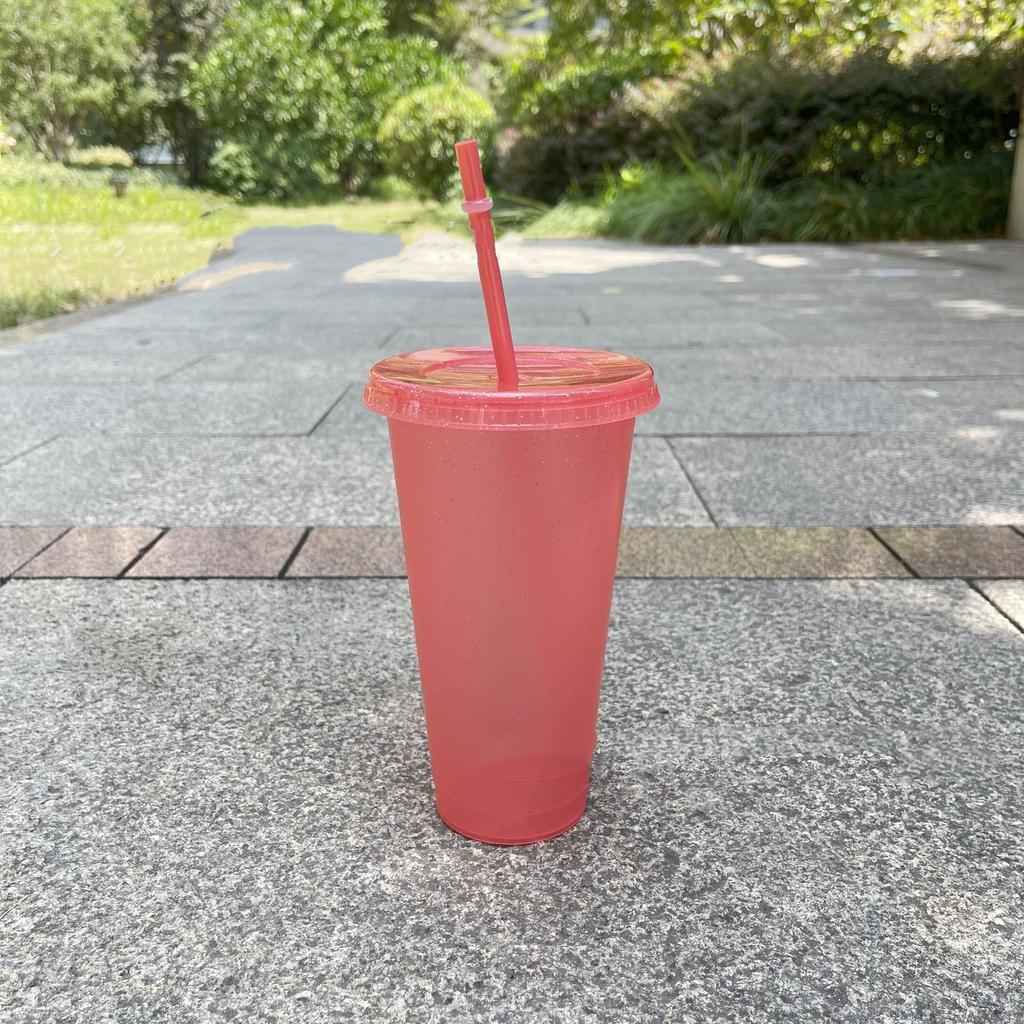 10PC 24OZ Glitter Straw Cups Large Capacity PP Single Layer Plastic Cups 710ml Glitter Cups Drink Party Cups Takeaway Drinks