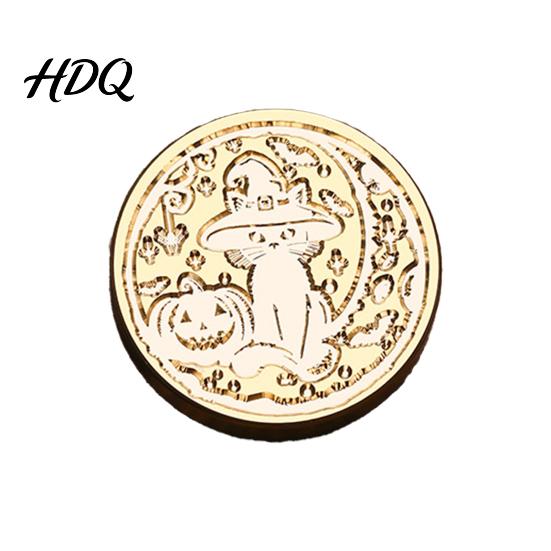 Creative Gift Packaging Halloween Themed Brass Wax Seal Stamp Head Pumpkin Ghost Witch Bat Engraved Head Replacement Sealing for Envelope Journal
