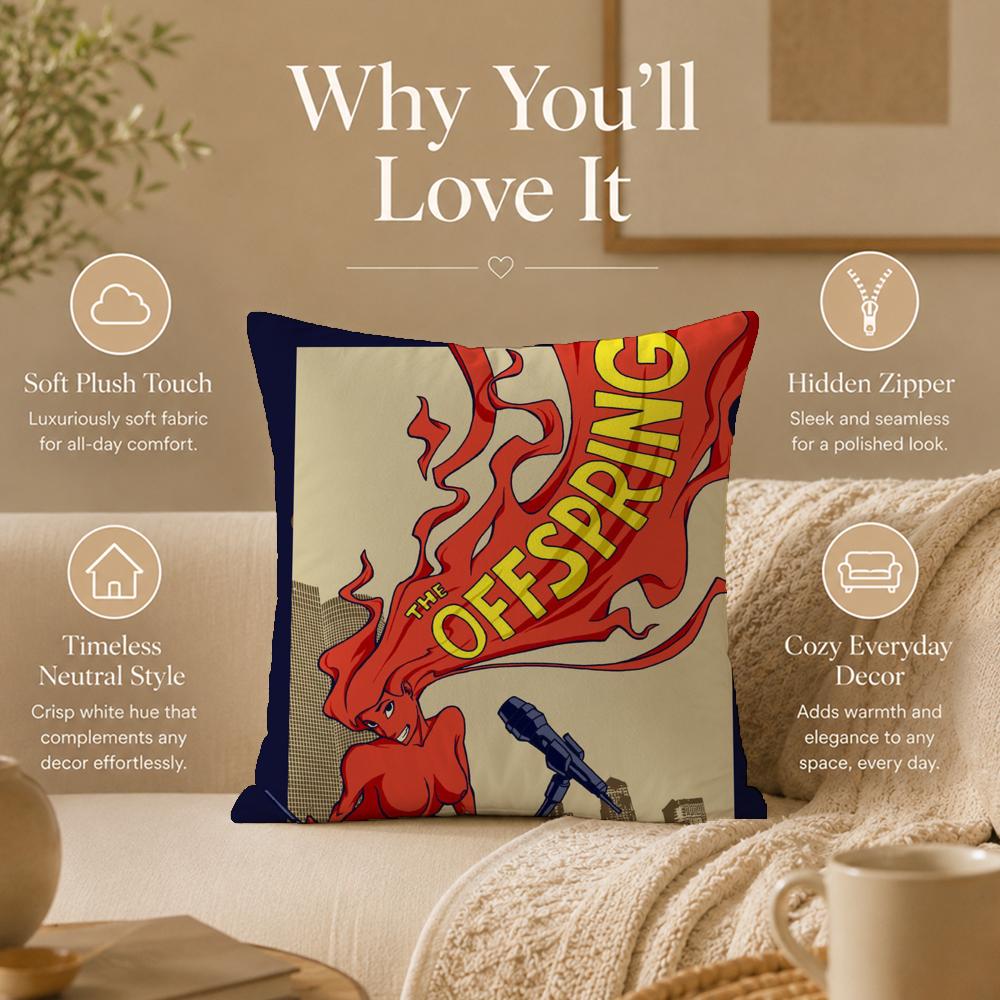Band T-The OffspringS Cushion Cover Double-Sided Printed Pillow Cover Hypoallergenic Dust-Mite Proof