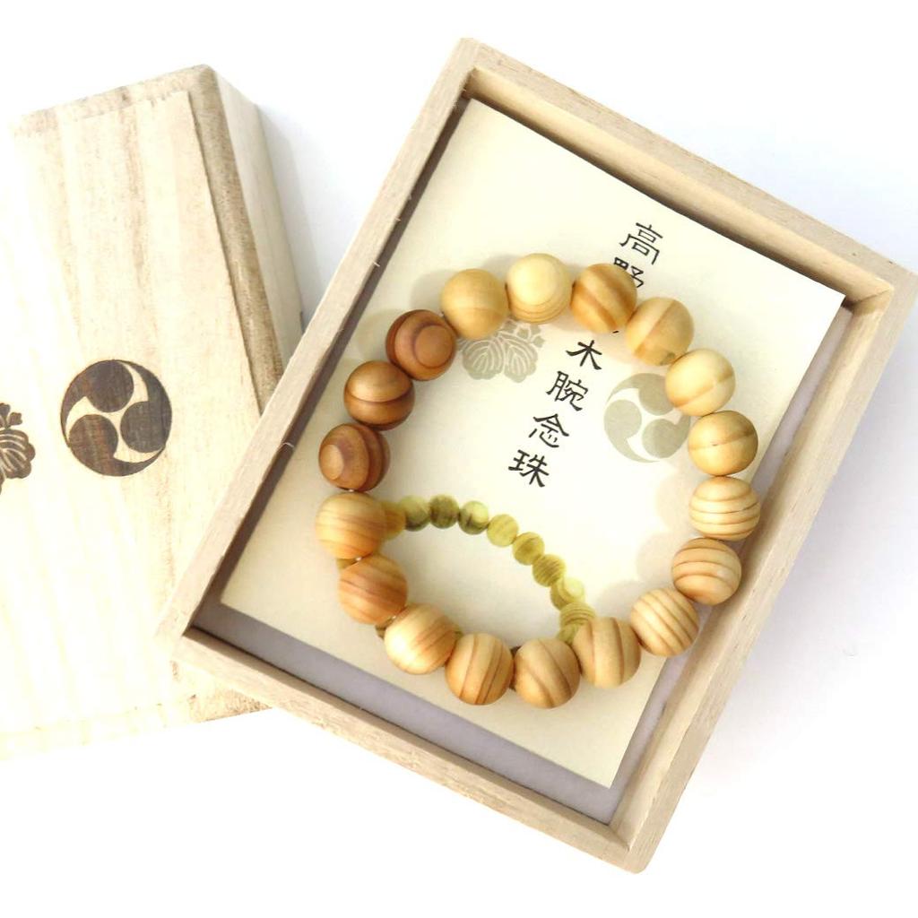 Góra Koya Rikuboku z Drewnem Świat Buddyjski Modlitewny Kamień Naturalnej Mocy [ZŁOTY KAMIEŃ] Bransoletka, 11mm, Pudełko, Dziedzictwo, Koraliki, Kamień,