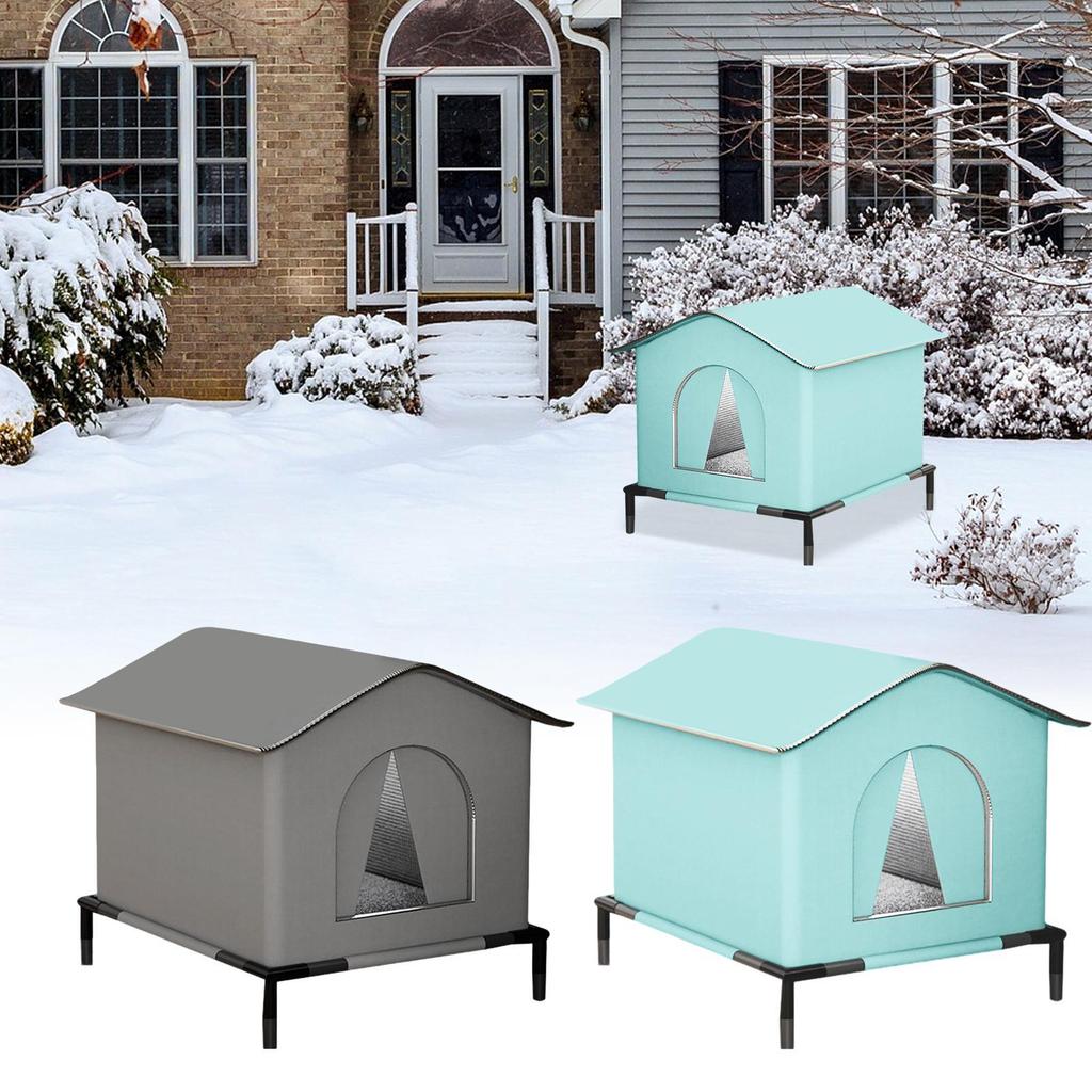 Outdoor Cat House Warm Pet Nest Shelter for Winter with Mat and Doors Cold Resistant Pet House for Backyard Winter Warm