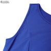 ZANZEA Women Elegant Casual Round Neck Summer Sleeveless Ruffles Dress