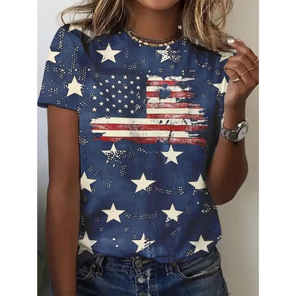 Fashion Women National Flag Print T Shirt Funny Casual O-neck Short Sleeves T-shirt Summer Female Tee Shirt