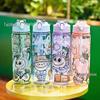 Labubu Cartoon Straw Water Cup for Kids with Lanyard