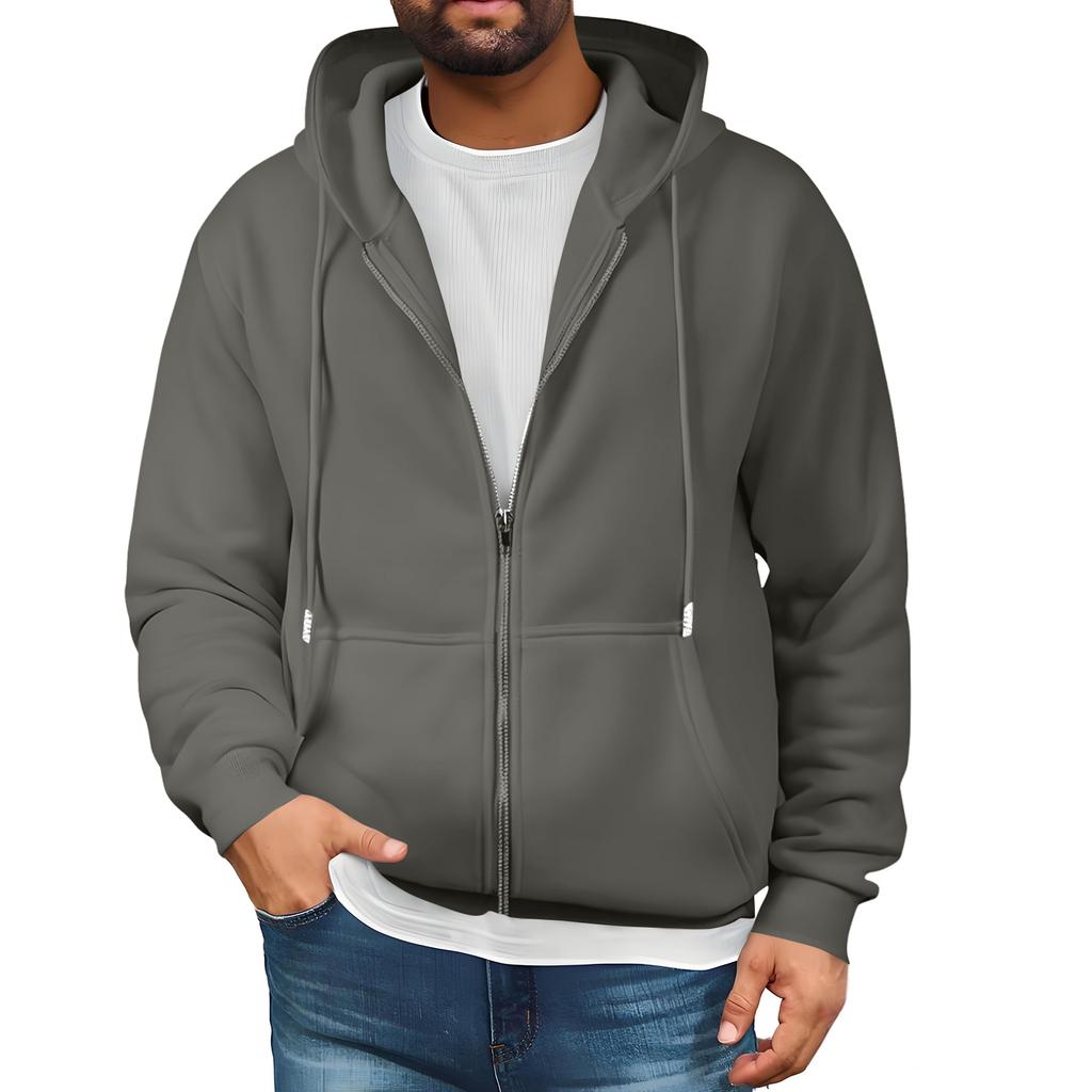 Mens Full Zip Hooded Drawstring Hoodies Pullover Sweatshirts Casual Long Sleeve Shirts