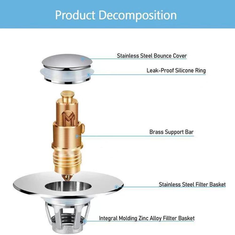 Pop Up Sink Plug Stainless Steel Drain Stopper Universal Drain Filter  Bathroom Accessories