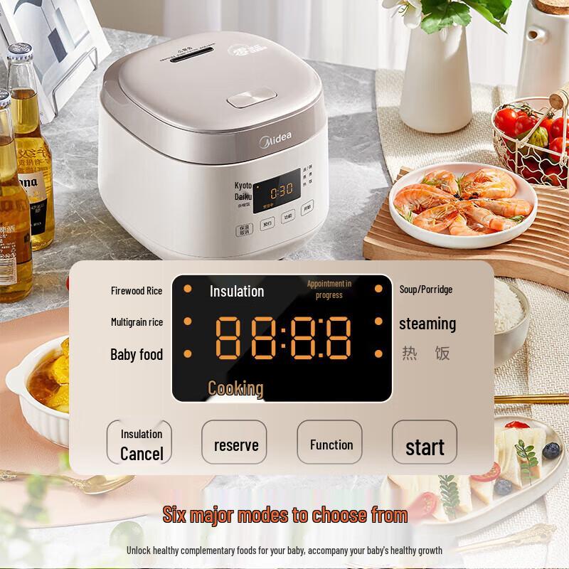 Midea 2L 0-Coating Stainless Steel Smart Rice Cooker CN Plug (adapter Included)