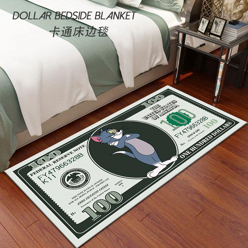 Creative Dollar Coins Cartoon Pattern Carpet Cat and Mouse Personalized Study Floor Mat Footwear Home Decoration