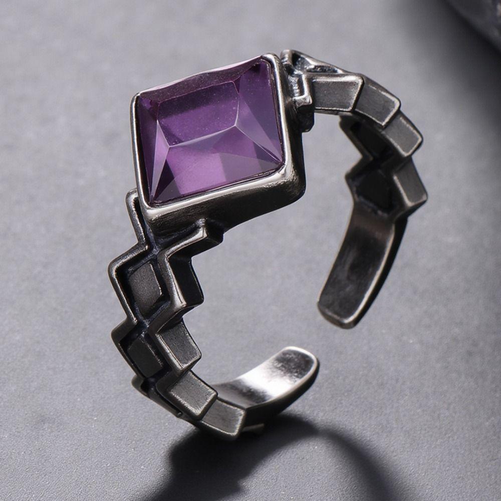 White Crystal Stone Ring Punk Style Amethyst Ring Newest Crystal Ring Fashion Accessories