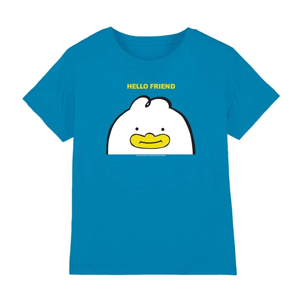 Kpop Demon Hunters - Hello Friend Derpy Letter Kids T-shirt, Sapphire 100