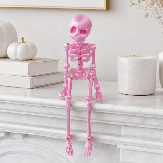 3D Printed Skeleton Refrigerator Magnet, Poseable Skeleton Figurine with Movable Joints, Halloween Gothic Skeleton Fridge Magnet Decoration