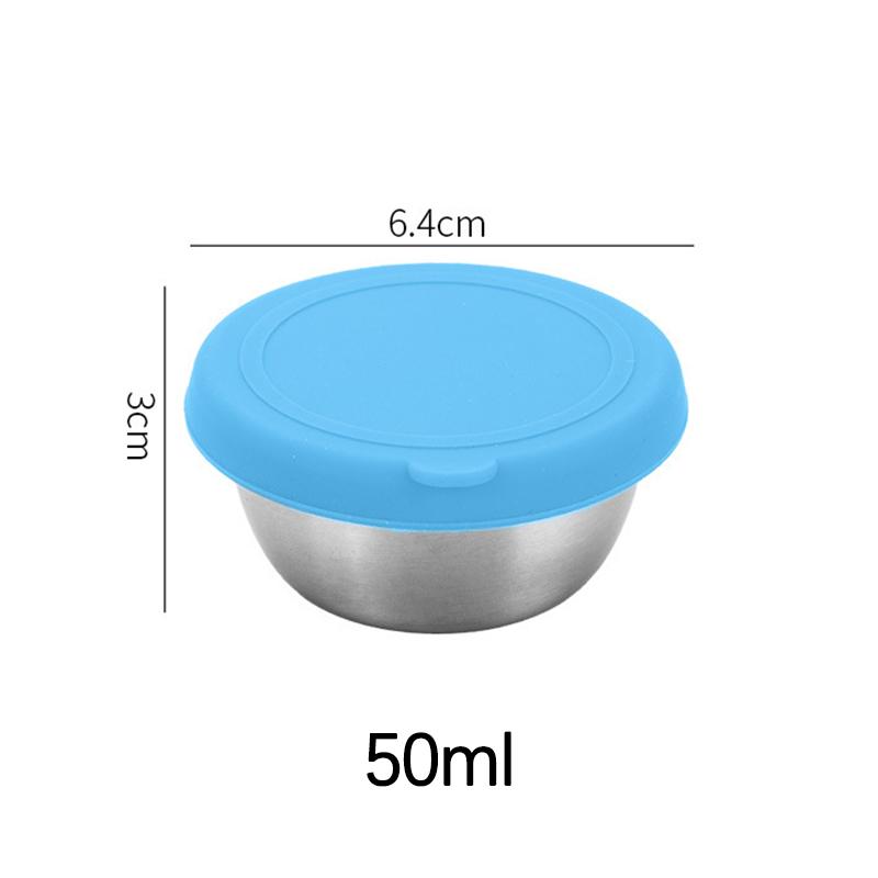 304 Stainless Steel Sauce Cup with Sealed Lid Salad Tomato Dressing Small Dipping Saucer Bowl Sushi Bento Condiment Containers