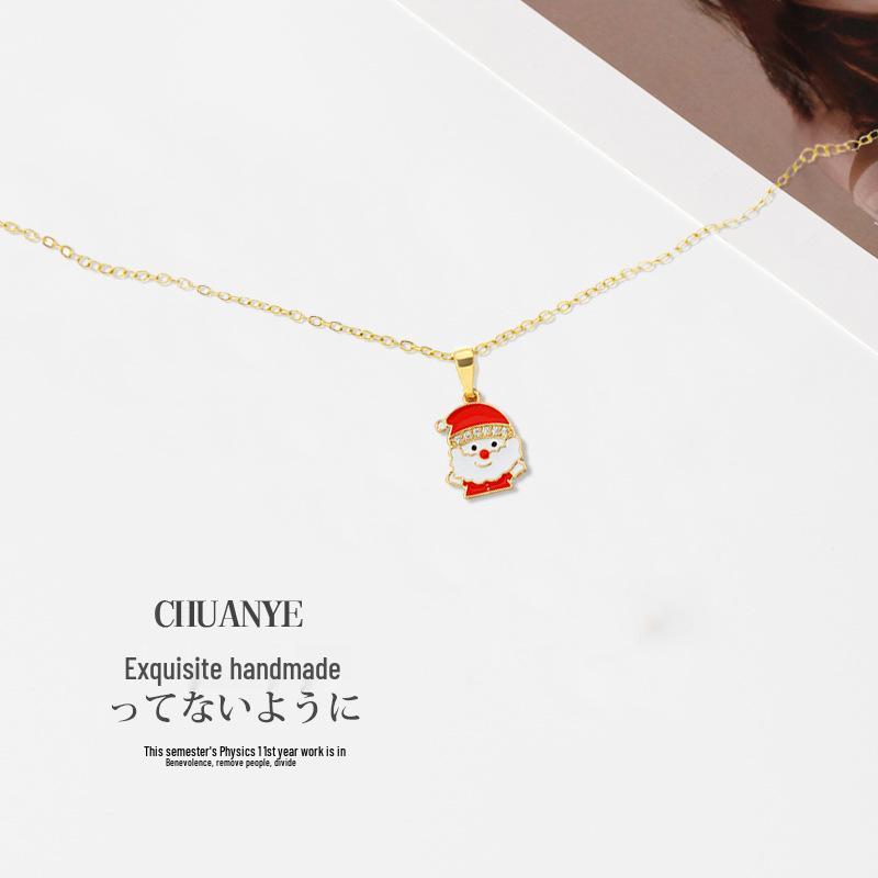 High-End Non-Fading Titanium Steel Santa Necklace for Women - Versatile European and American Design