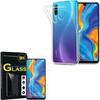 Case for Huawei P30 Lite - TRANSPARENT - UltraSlim - 2 Tempered Glass Films - Silicone Gel