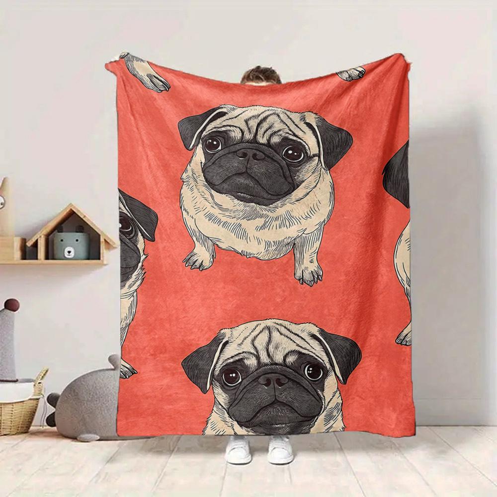 1pc Pug Blanket Warm, Cozy, And Soft, Suitable for Sofas, Beds, Cars, And Office Use.Perfect for Camping And Travel, Making It a Great Gift for Any Se