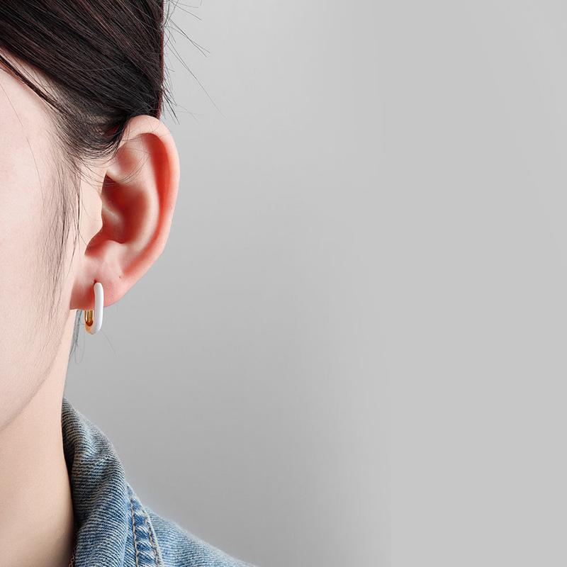 ANENJERY Geometric Square Colorful Oblong Hoop Earrings For Women Trendy Jewelry