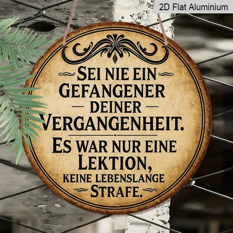 2D Flat, 1pc 7.87*7.87 Inch Round French Aluminum Sign, Vintage Decorative Plaque About "Lessons of the Past", "Life Philosophy" Decorative Plaque