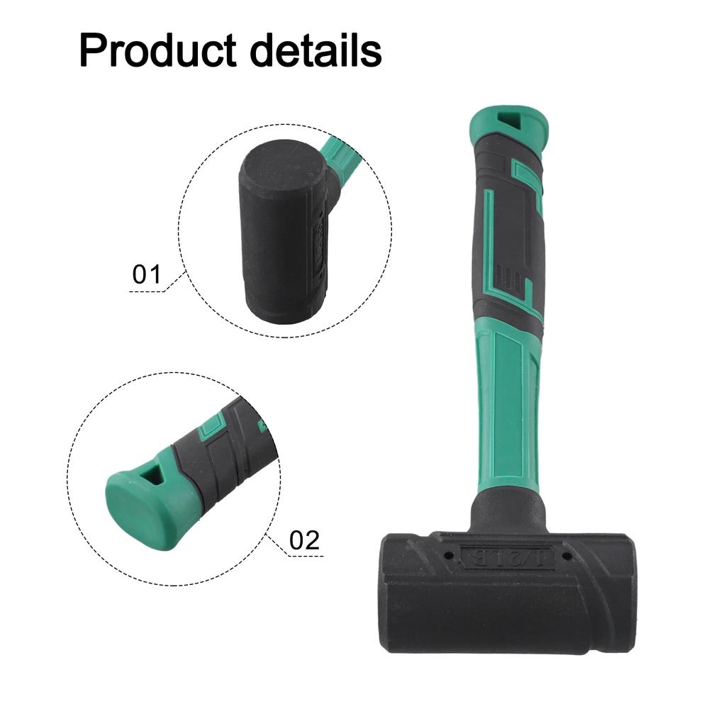 Non-elastic Rubber Hammer Half Hole Flat Top Black Installation Leather Hammer Hand Tools Power Tool Accessories