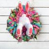 New Easter Cross Wreath With Bow Rattan Ring Garland Hanging Ornament For Home Front Door Wall Garden Decoration Art Gift