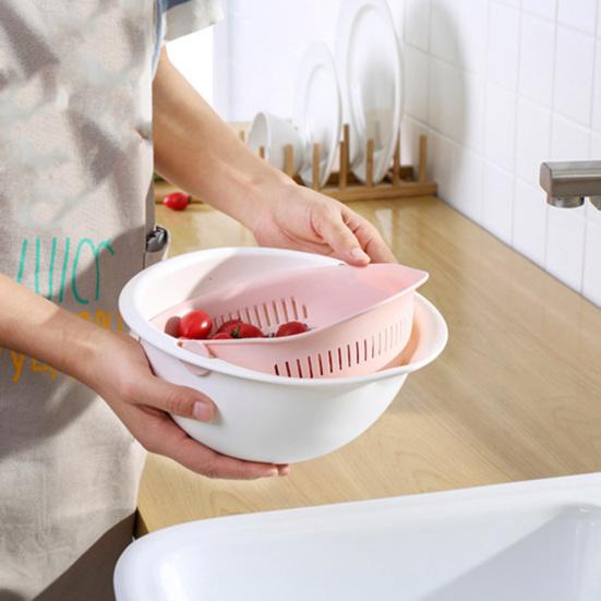 Drain Basket 360 Degree Free Rotation Detachable Double Layer Fruit Vegetable Drain Colander for Home