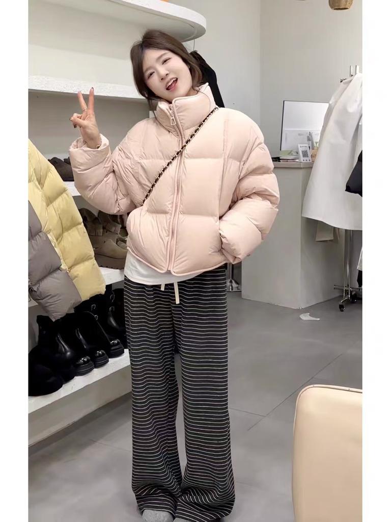 European Station autumn and winter new stand-up collar puff down jacket women's short thickened small bread jacket loose